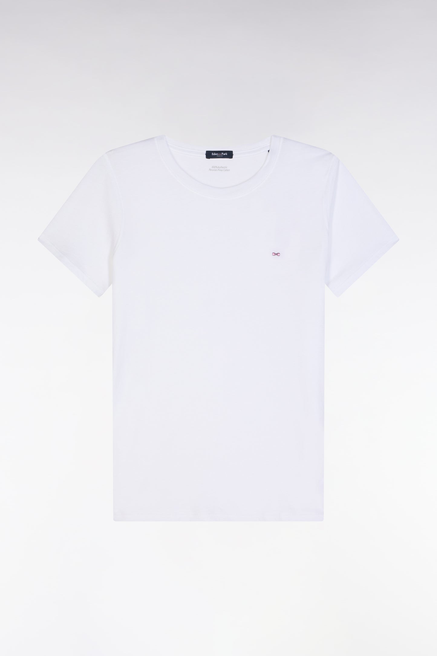 T-shirt à col rond en jersey de coton Pima léger blanc coupe droite