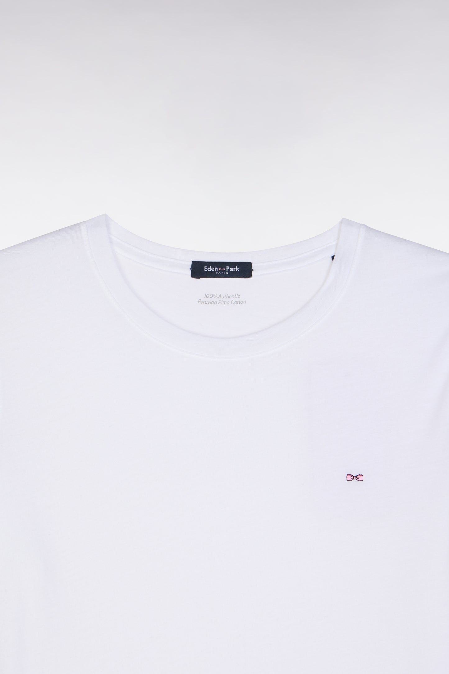 T-shirt à col rond en jersey de coton Pima léger blanc coupe droite