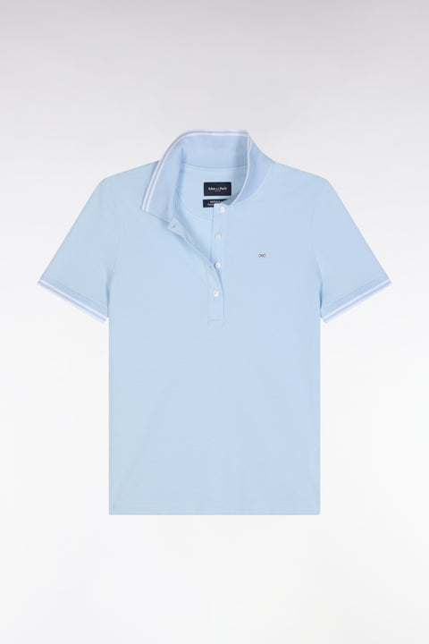 Polo à manches courtes en piqué de coton Pima ciel détails rayés coupe droite - Image 2
