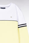 Straight-fit two-tone sweatshirt in yellow and white cotton