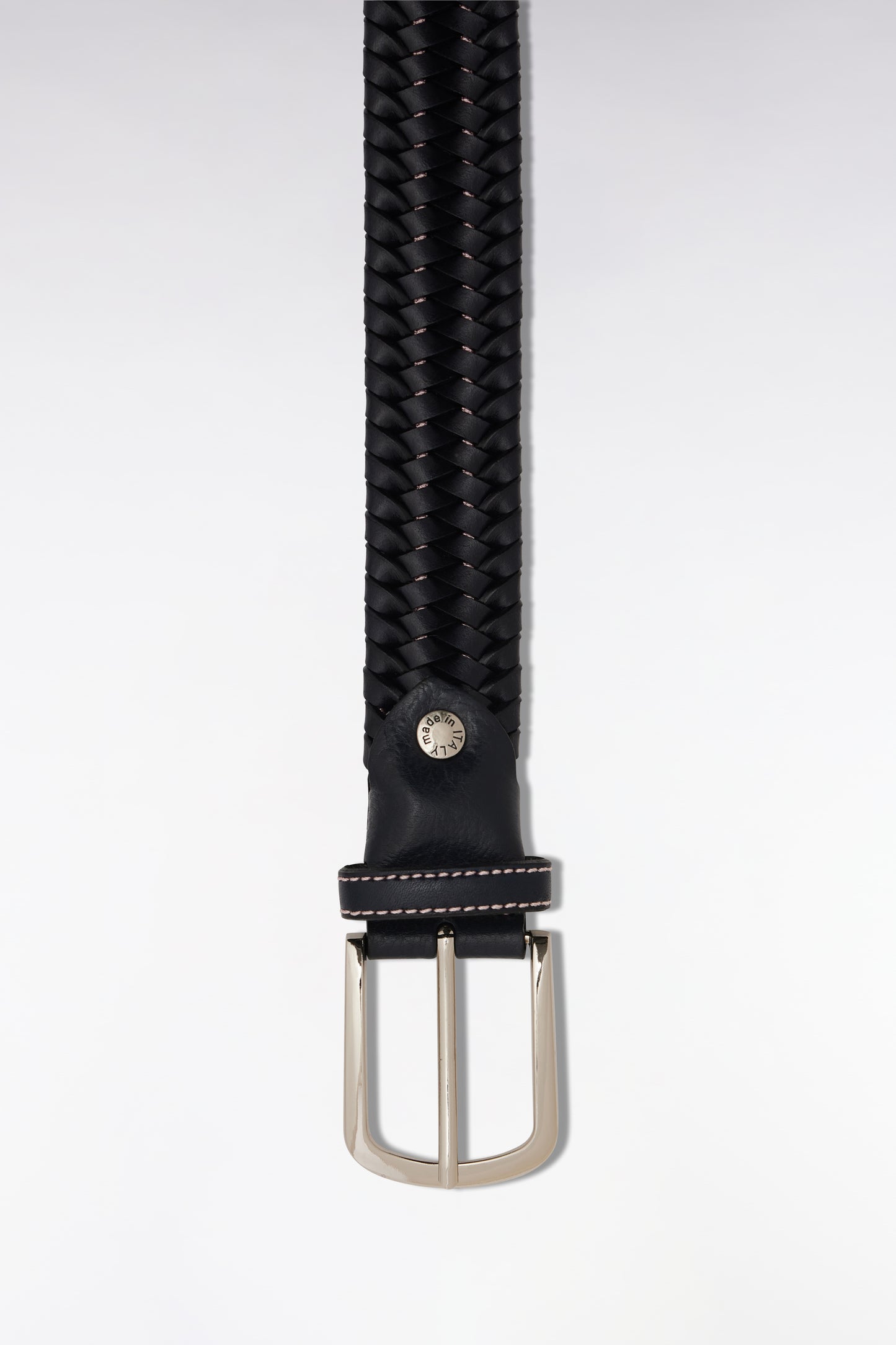 Ceinture en cuir tressé marine