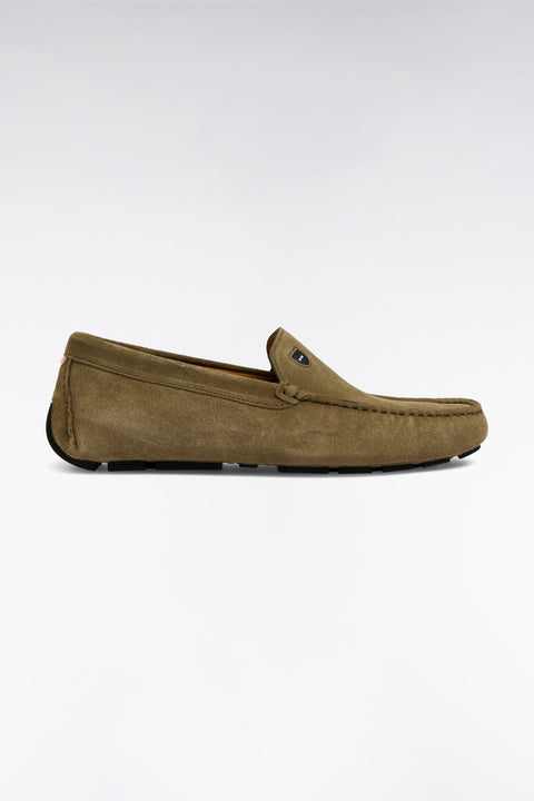 Mocassins en cuir suédé kakis - Image 1
