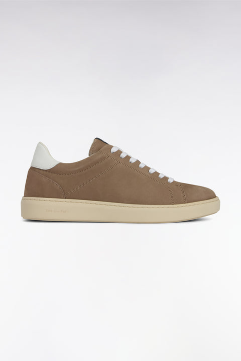 Camel suede leather low-top sneakers - Image 1