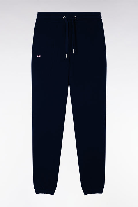 Jogging en molleton coton marine coupe droite - Image 1