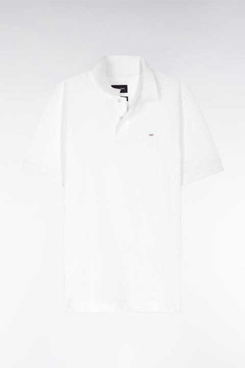 Straight-fit short-sleeved polo shirt in white Pima cotton - Image 1