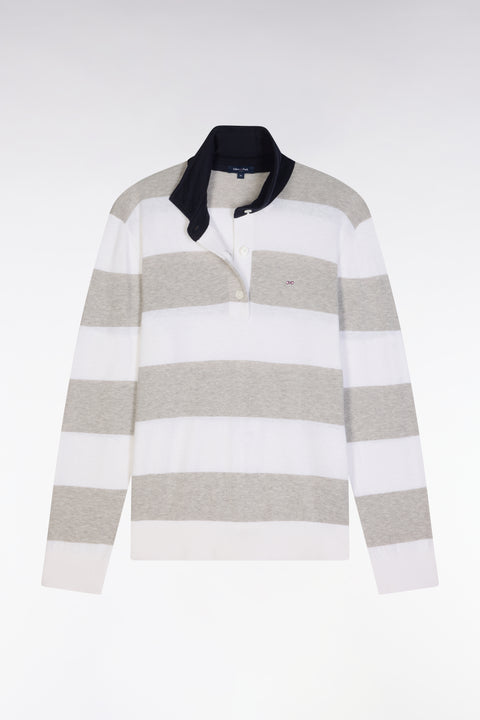 Pull cerclé à col maillot en coton biologique et cachemire gris coupe décontractée - Image 2