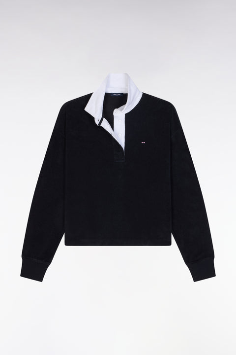 Sweatshirt à col maillot blanc en coton marine - Image 2