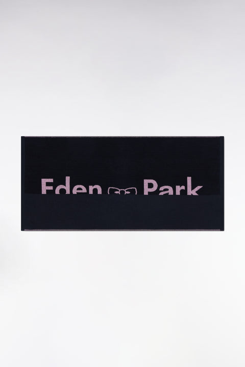 Drap de plage en coton éponge marine jacquard Eden Park rose - Image 1