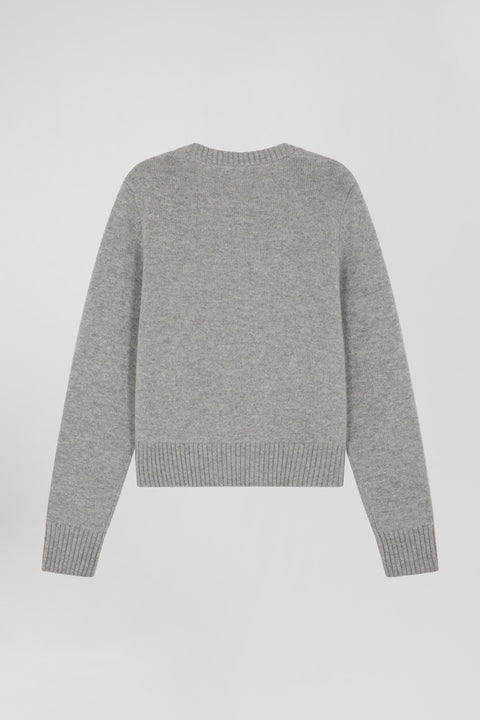 Pull col rond en laine et cachemire gris clair coupe Regular - Image 2