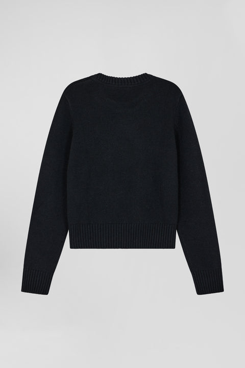 Pull col rond en laine et cachemire noir coupe Regular - Image 2