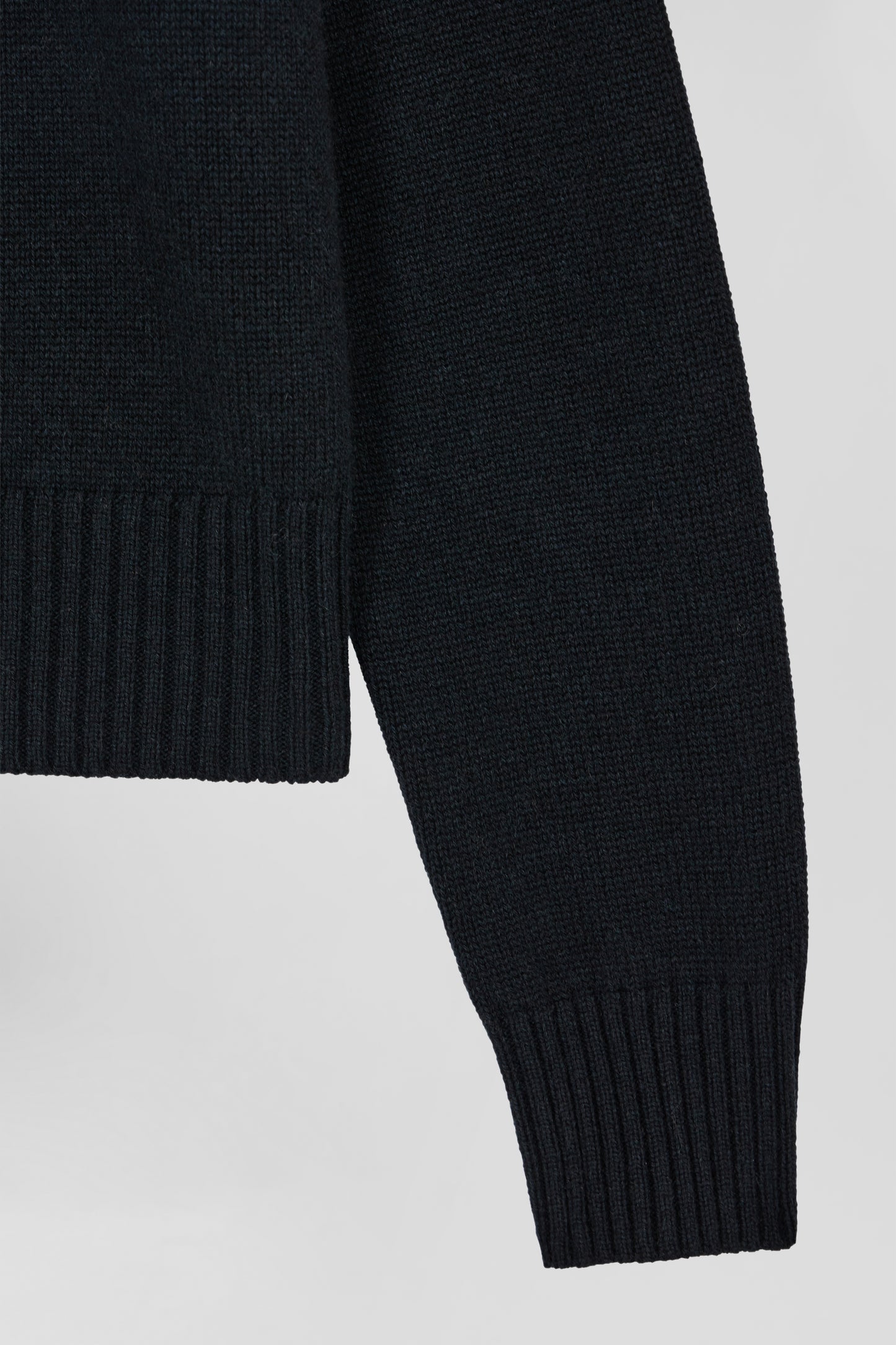Black wool and cashmere round-neck sweater, regular fit