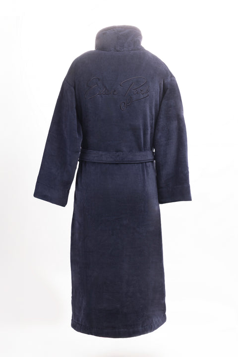 Embroidered navy cotton terry bathrobe - A SHOOTER - Image 3