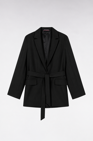 Veste fluide ceinturée noire