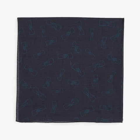 Foulard bleu marine motifs nœuds - Image 1