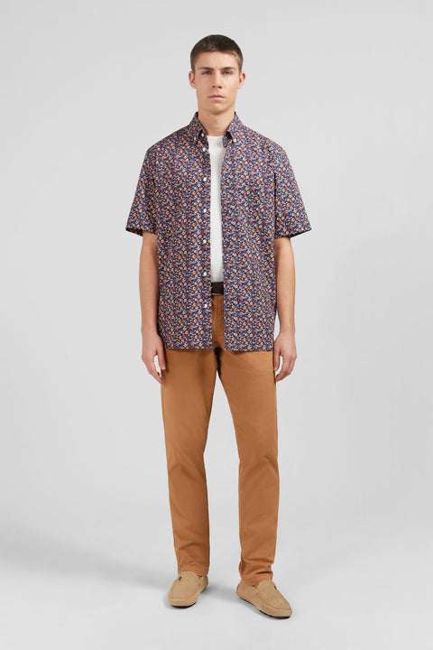 Navy blue shirt with exclusive floral print - Image 1