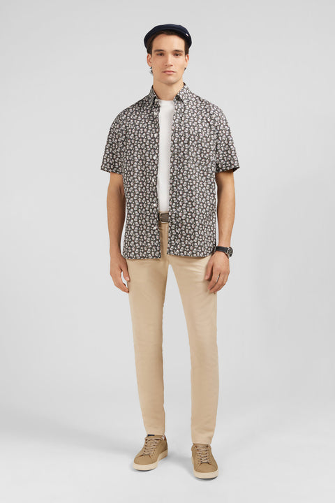 Khaki shirt with flower print - Image 1