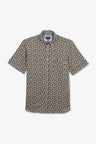 Khaki shirt with flower print