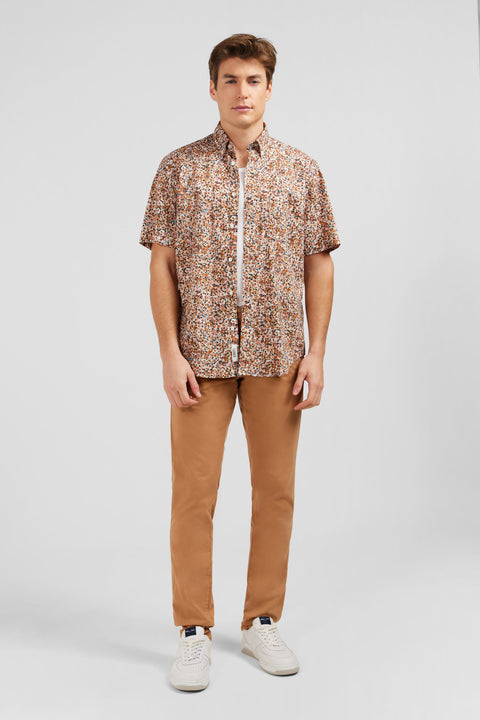 Brown shirt with flower print - Image 1