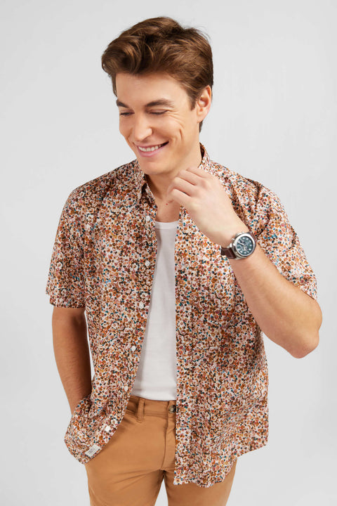 Brown shirt with flower print - Image 3