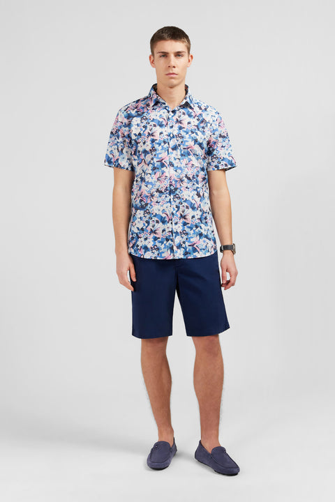 Blue shirt with exclusive floral print - Image 1