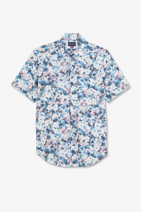 Blue shirt with exclusive floral print - Image 2