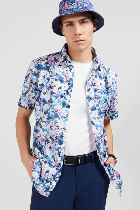 Blue shirt with exclusive floral print - Image 3