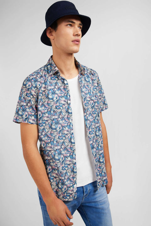 Blue shirt with exclusive floral print - Image 3