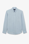 Chemise unie bleu clair en lin