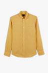 Chemise unie jaune en lin
