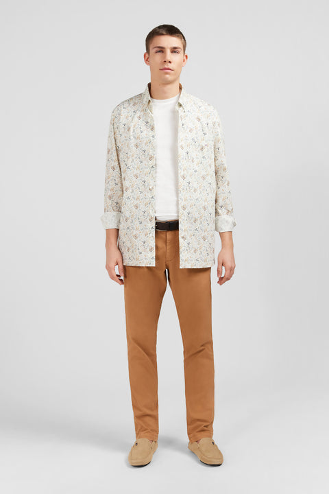 Chemise en popeline écru imprimée feuillage - Image 1