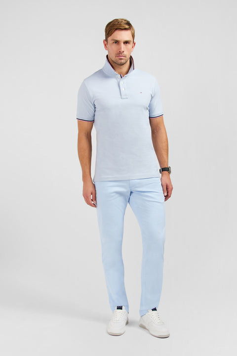Light blue polo shirt in Pima cotton - Image 1