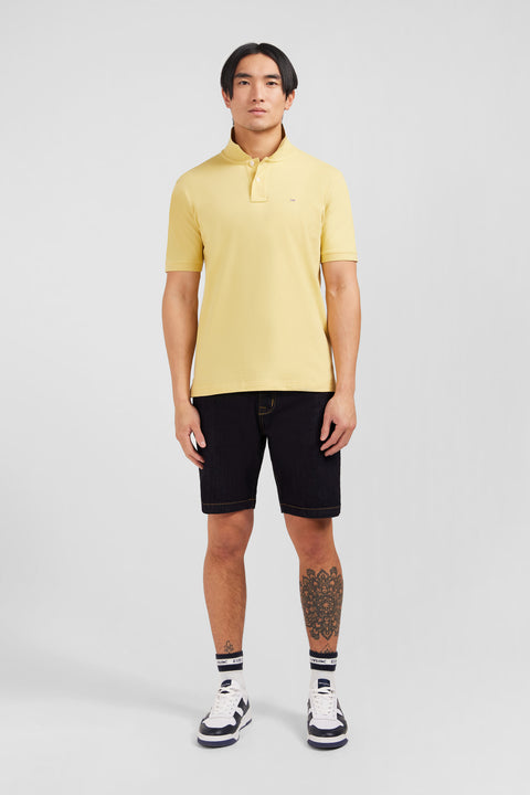 Plain yellow short-sleeved polo shirt - Image 1
