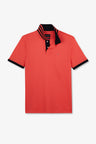 Pink short-sleeved polo shirt