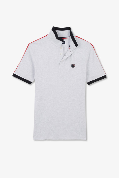 Grey marled short-sleeved polo shirt - Image 2
