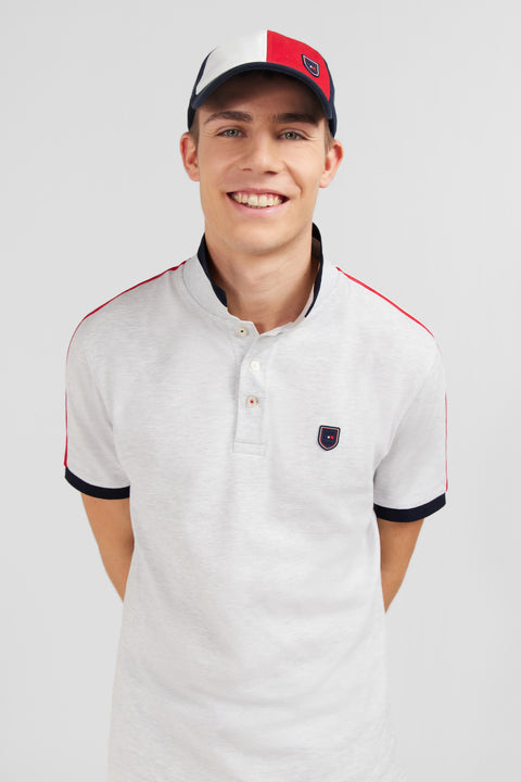 Grey marled short-sleeved polo shirt - Image 3
