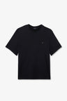 Plain dark blue short-sleeved T-shirt
