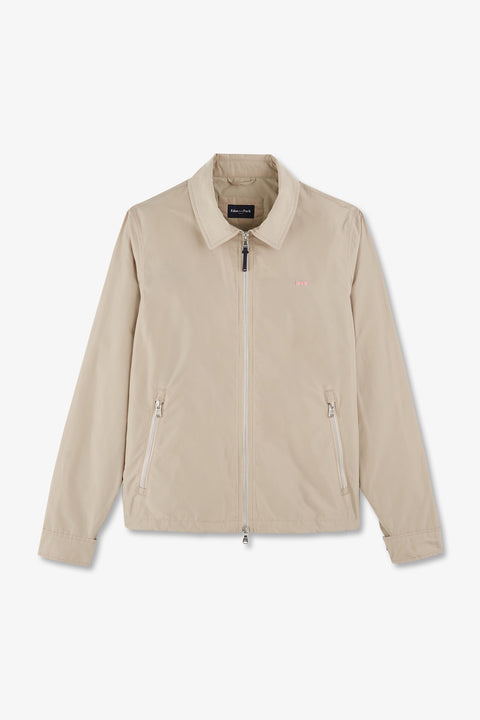 Blouson zippé à col classique beige - Image 2