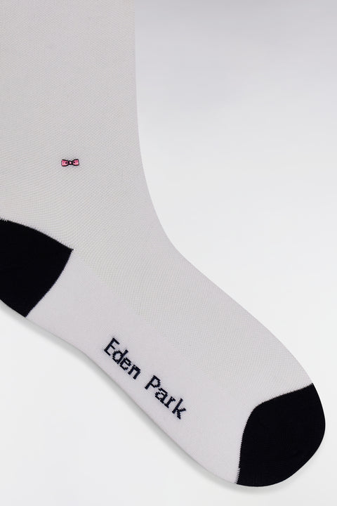 Chaussettes unies en coton stretch mélangé blanches - Image 2
