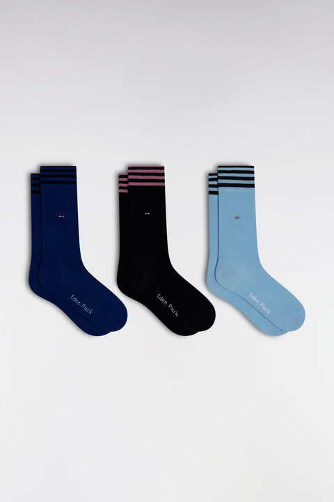 Lot de 3 paires de chaussettes bleues en coton stretch mélangé - Image 1