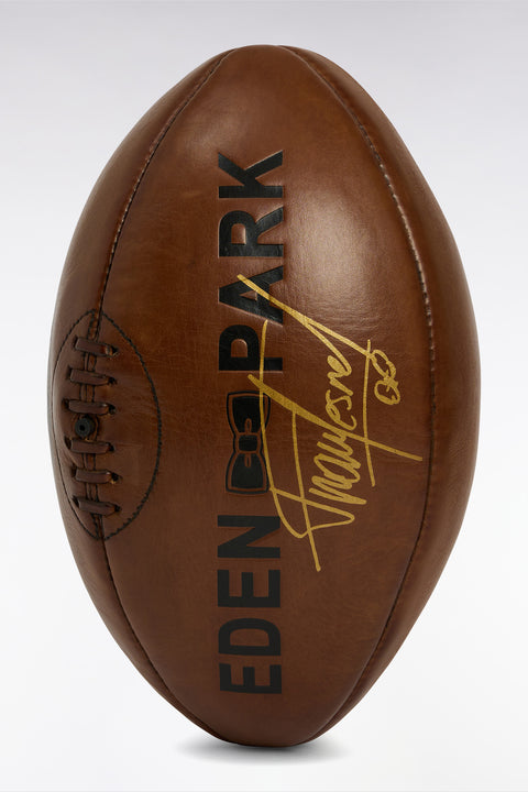 Signed brown leather rugby ball - Image 1