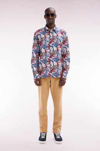 Camel straight-cut stretch cotton pleat-free chinos