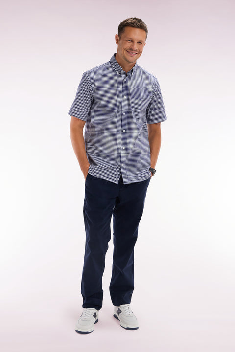Pantalon chino sans plis en coton stretch marine coupe droite - Image 3
