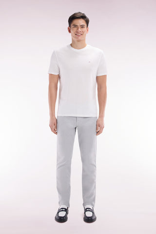 Pantalon chino sans plis en coton stretch gris coupe droite