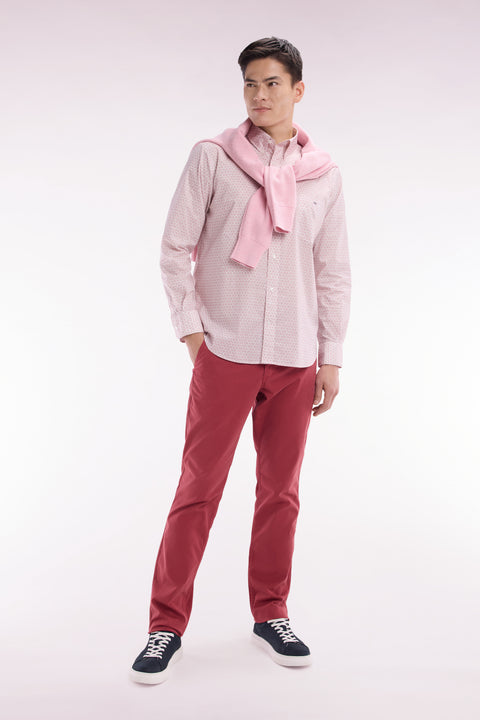 Pantalon chino sans plis en coton stretch rouge coupe droite - Image 3