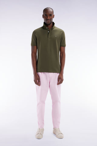 Pleated straight fit chinos in pink stretch cotton