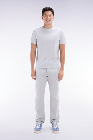 Straight-cut light grey stretch denim 5-pocket jeans