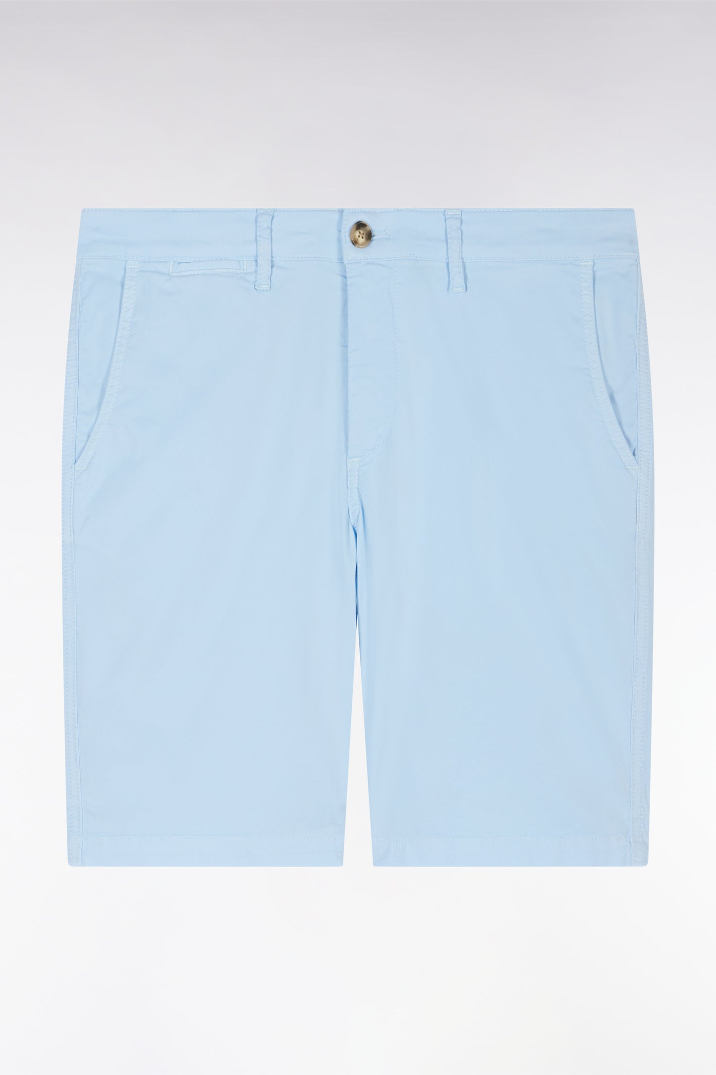 Light grey straight-cut stretch cotton chino Bermuda shorts