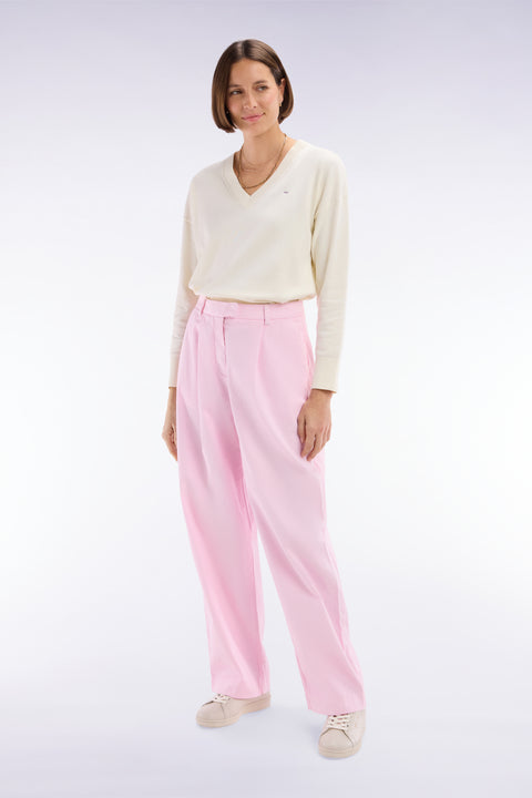 Pantalon en coton stretch rose coupe décontractée - Image 1
