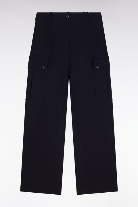Pantalon cargo en crêpe stretch technique marine - Image 1