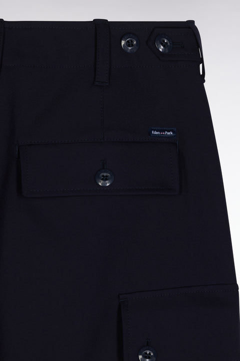 Pantalon cargo en crêpe stretch technique marine - Image 2